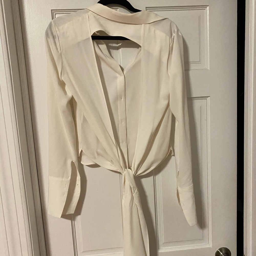 OSMAN Open-Back Crepe Shirt White - Picture 8 of 10